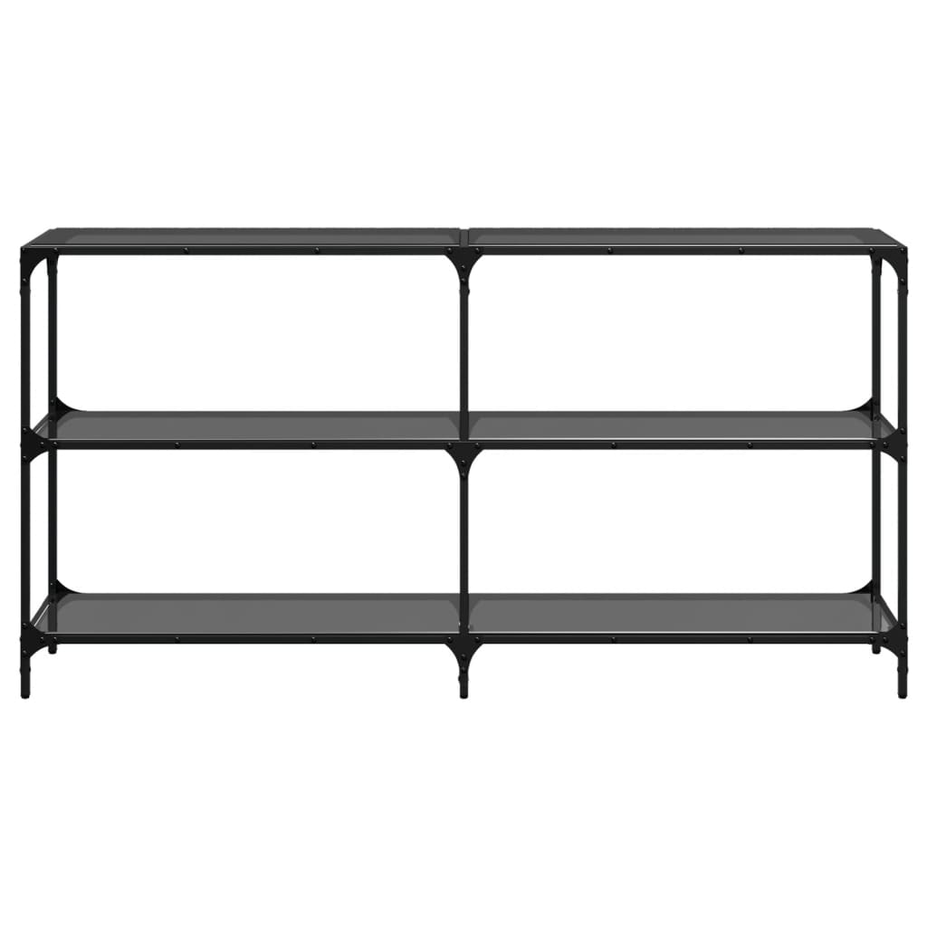 vidaXL Stolik konsolowy z czarnym, szklanym blatem, 158,5x30x81 cm