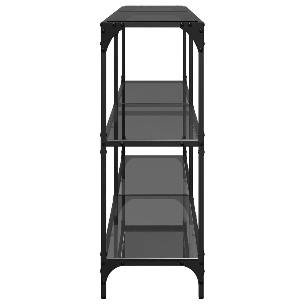 vidaXL Stolik konsolowy z czarnym, szklanym blatem, 158,5x30x81 cm