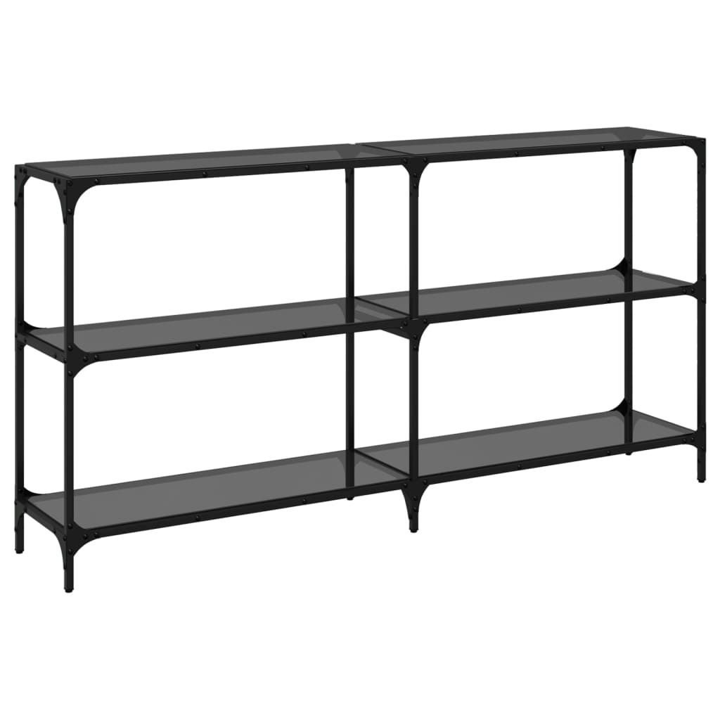 vidaXL Stolik konsolowy z czarnym, szklanym blatem, 158,5x30x81 cm