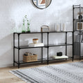 vidaXL Stolik konsolowy z czarnym, szklanym blatem, 158,5x30x81 cm