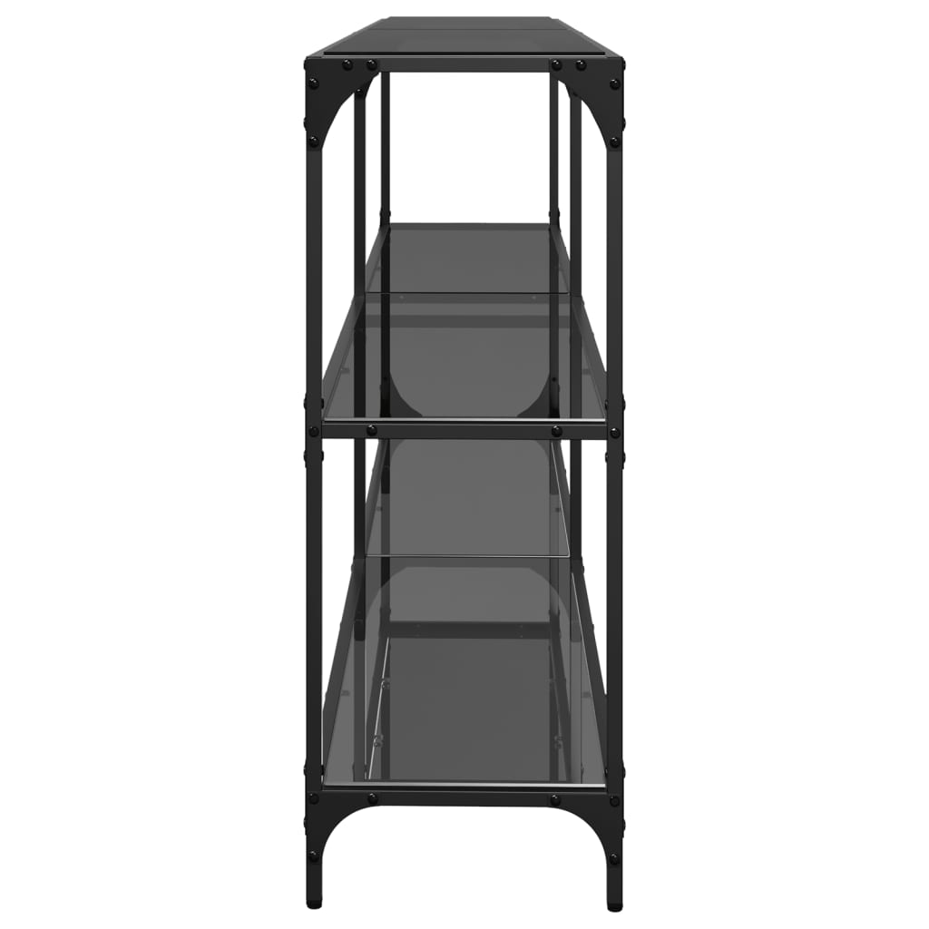 vidaXL Stolik konsolowy z czarnym, szklanym blatem, 194,5x30x81 cm