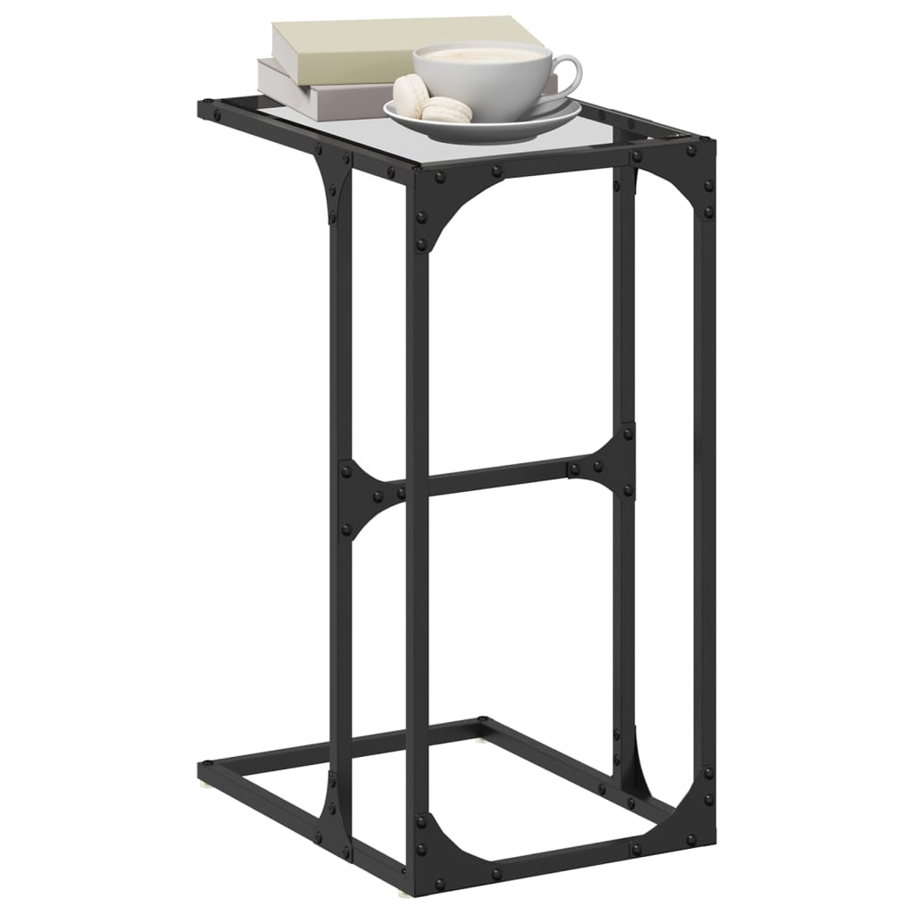 vidaXL Stolik boczny ze szklanym blatem, 40x30x61,5 cm, stal
