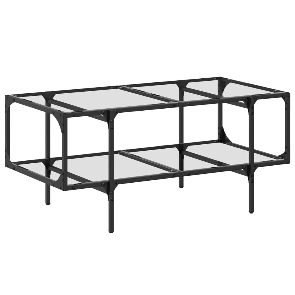 vidaXL Stolik kawowy ze szklanym blatem, 98,5x50x45 cm, stal