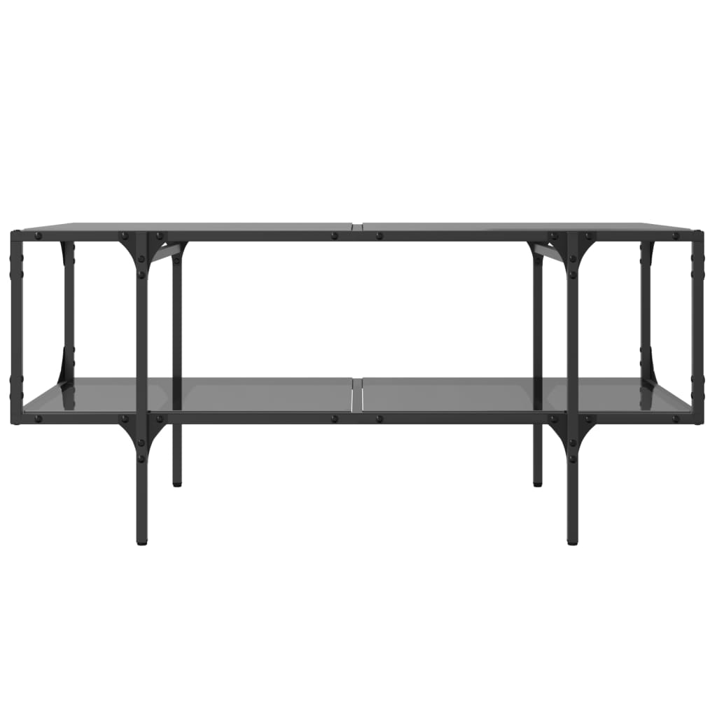 vidaXL Stolik kawowy z czarnym, szklanym blatem, 98,5x50x45 cm, stal