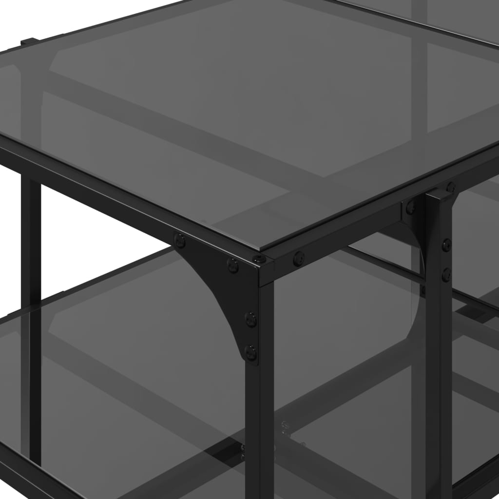 vidaXL Stolik kawowy z czarnym, szklanym blatem, 98,5x50x45 cm, stal