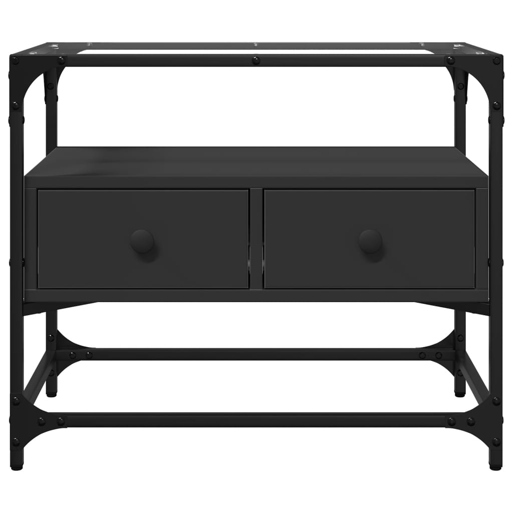 vidaXL Szafka pod TV ze szklanym blatem, czarna, 60x35x51 cm