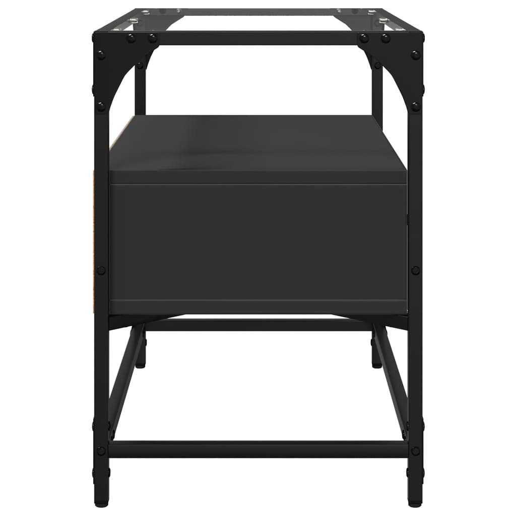 vidaXL Szafka pod TV ze szklanym blatem, czarna, 60x35x51 cm