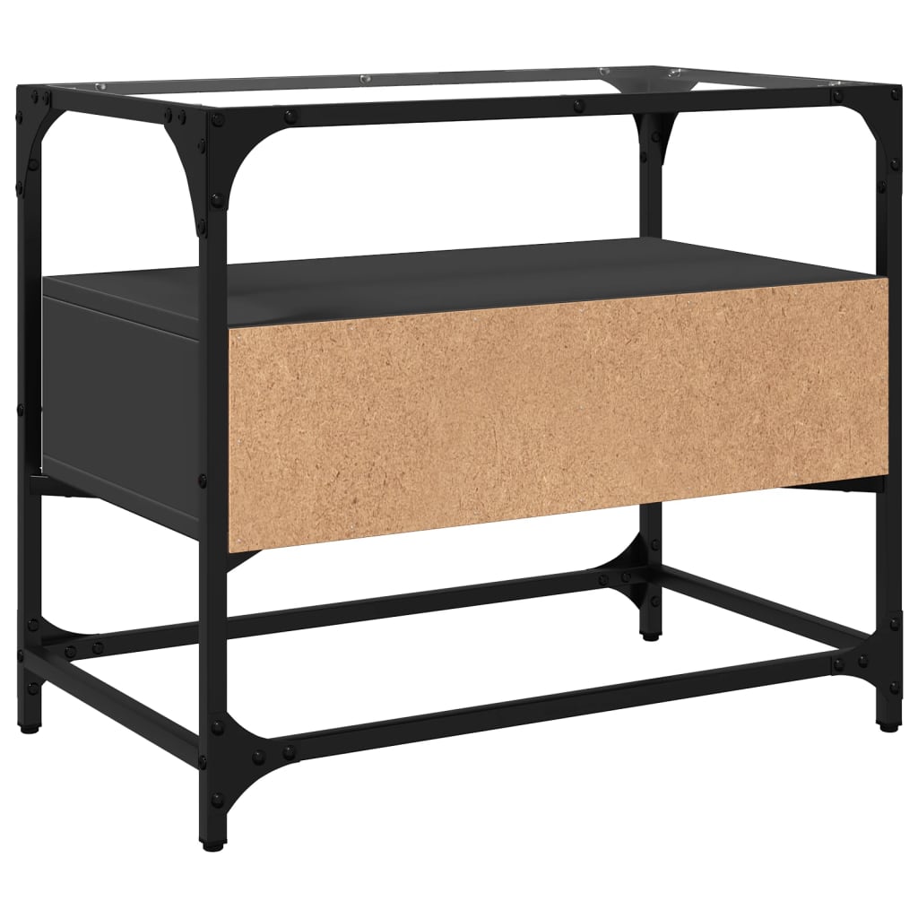 vidaXL Szafka pod TV ze szklanym blatem, czarna, 60x35x51 cm
