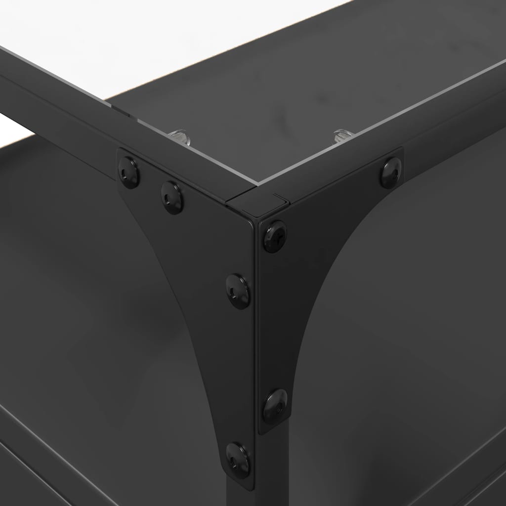 vidaXL Szafka pod TV ze szklanym blatem, czarna, 60x35x51 cm