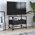 vidaXL Szafka pod TV ze szklanym blatem, czarna, 60x35x51 cm