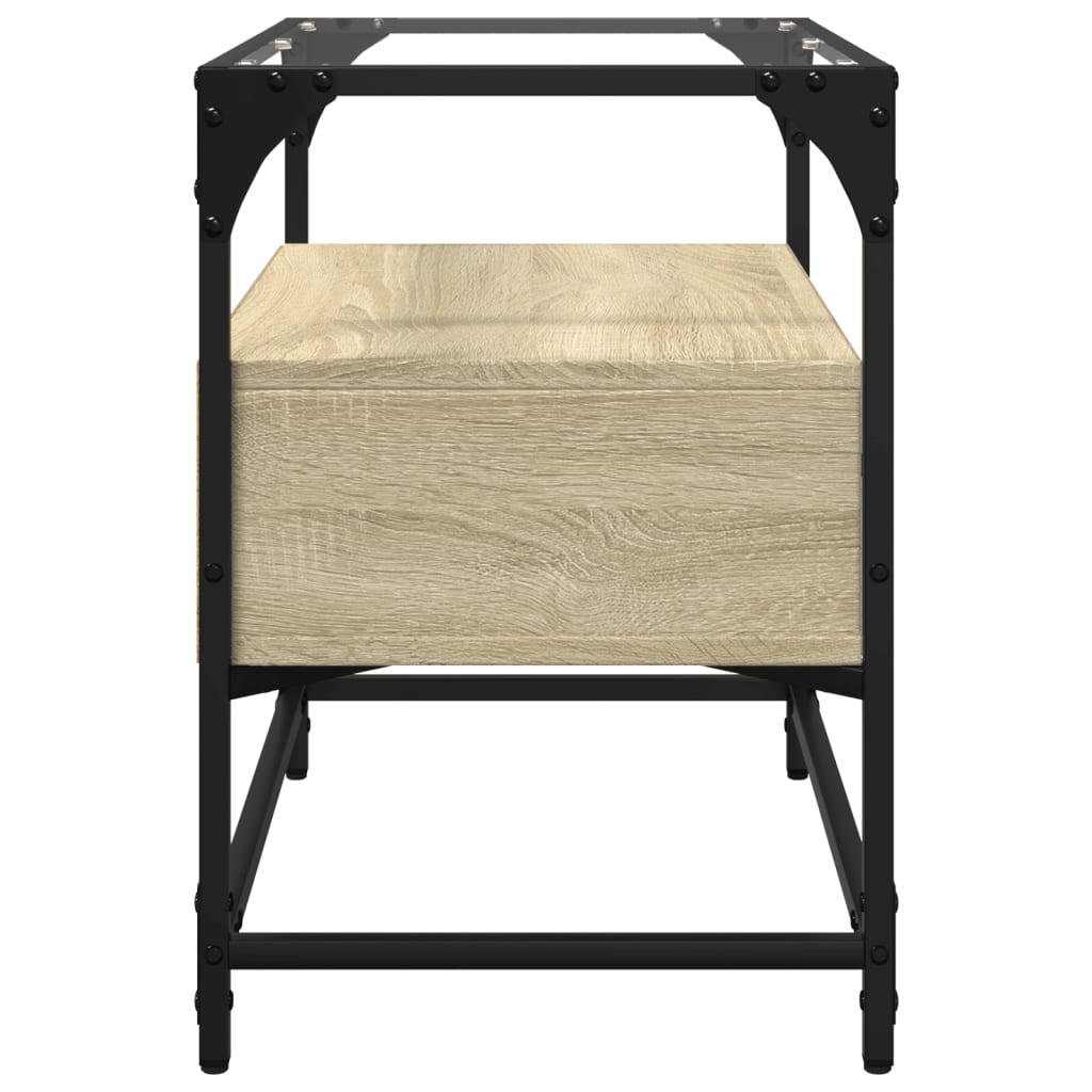vidaXL Szafka pod TV ze szklanym blatem, dąb sonoma, 60x35x51 cm
