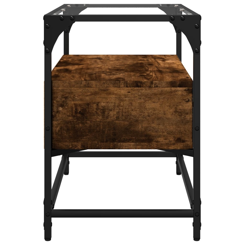 vidaXL Szafka pod TV ze szklanym blatem, przydymiony dąb, 60x35x51 cm