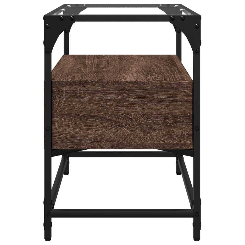 vidaXL Szafka pod TV ze szklanym blatem, brązowy dąb, 60x35x51 cm