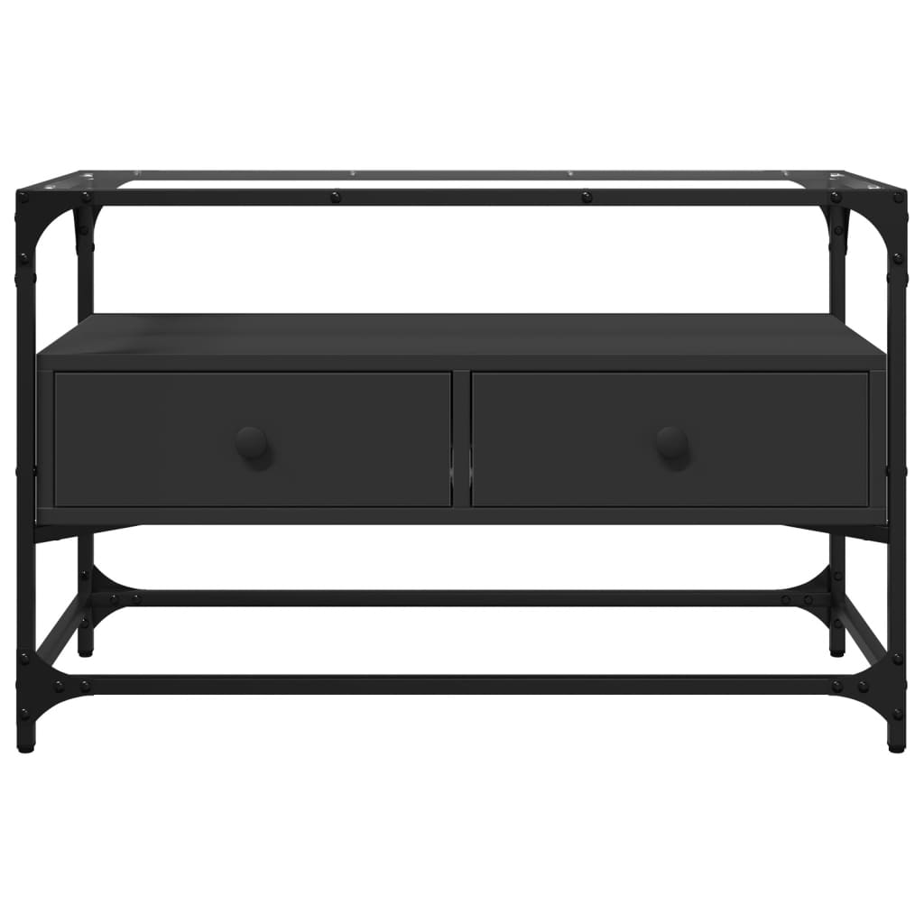 vidaXL Szafka pod TV ze szklanym blatem, czarna, 80x35x51 cm