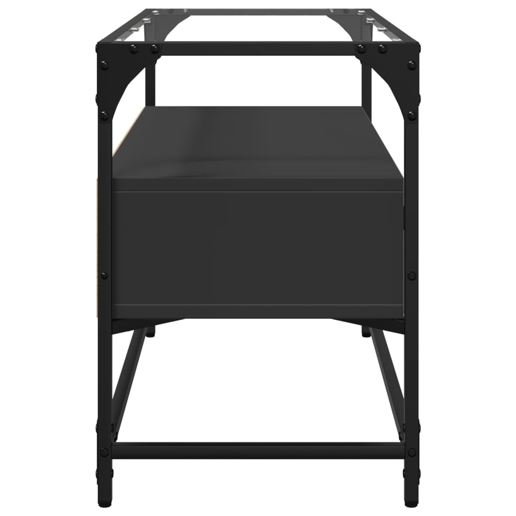 vidaXL Szafka pod TV ze szklanym blatem, czarna, 80x35x51 cm