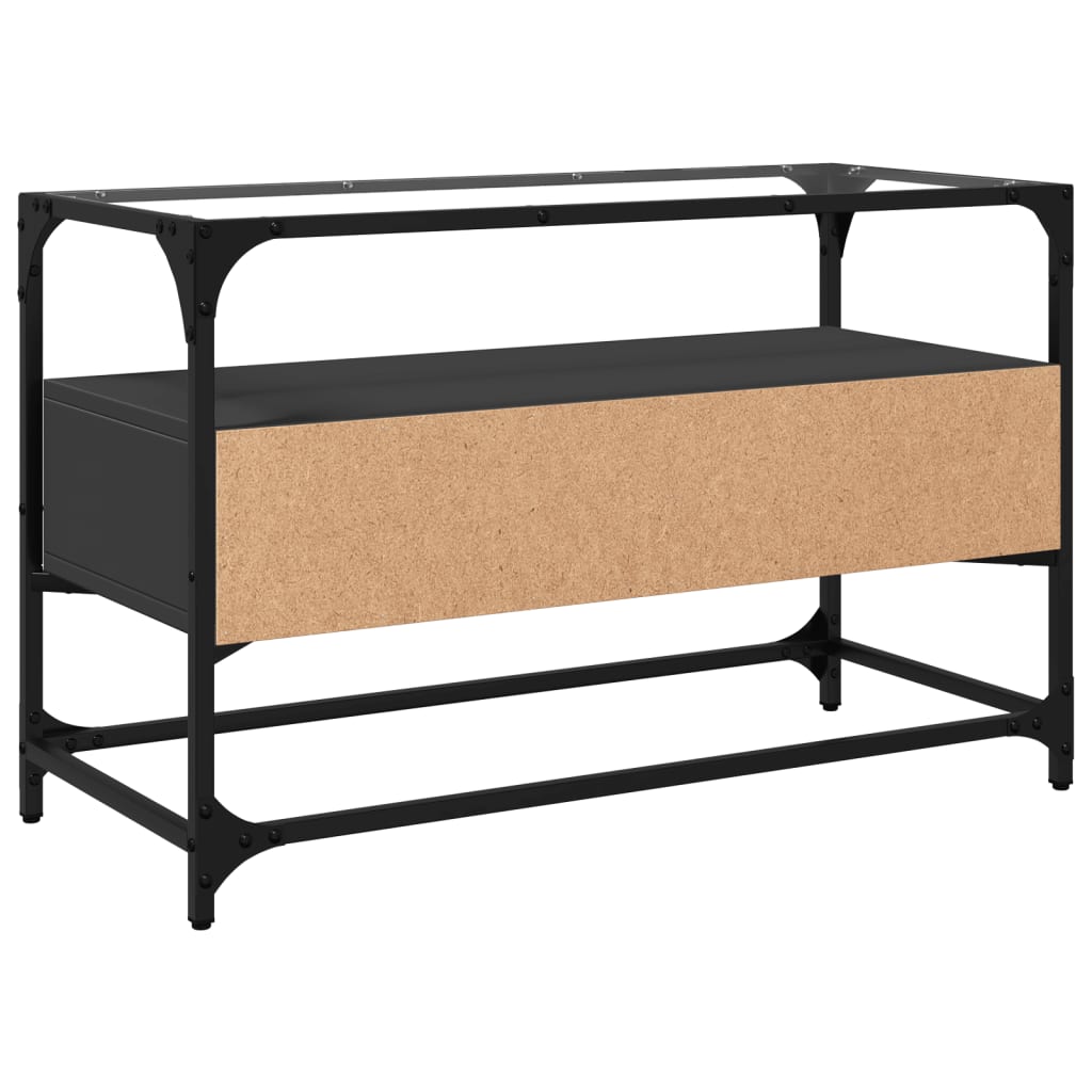 vidaXL Szafka pod TV ze szklanym blatem, czarna, 80x35x51 cm