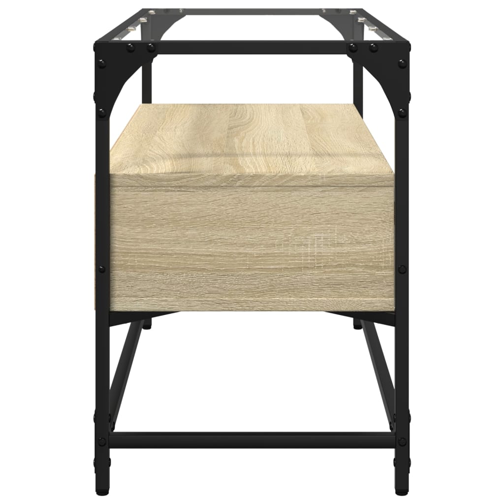 vidaXL Szafka pod TV ze szklanym blatem, dąb sonoma, 80x35x51 cm