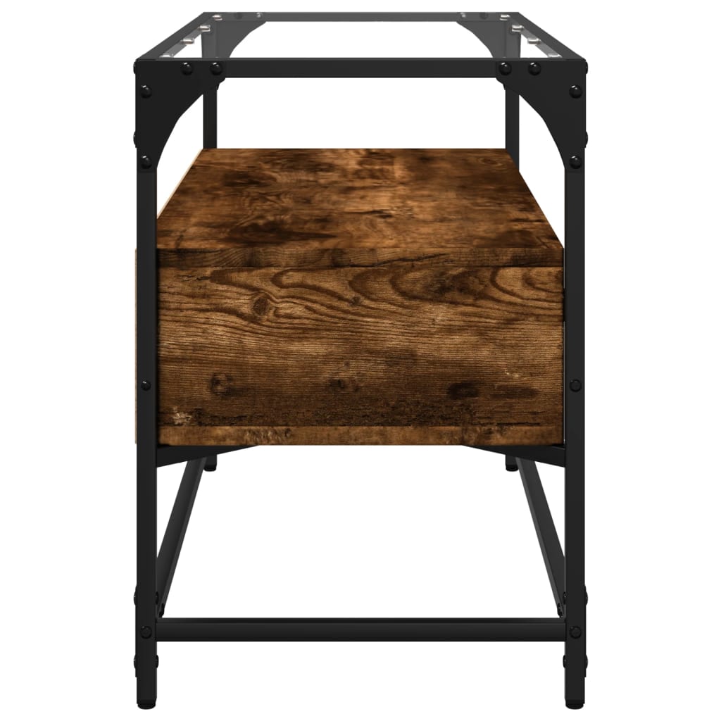 vidaXL Szafka pod TV ze szklanym blatem, przydymiony dąb, 80x35x51 cm