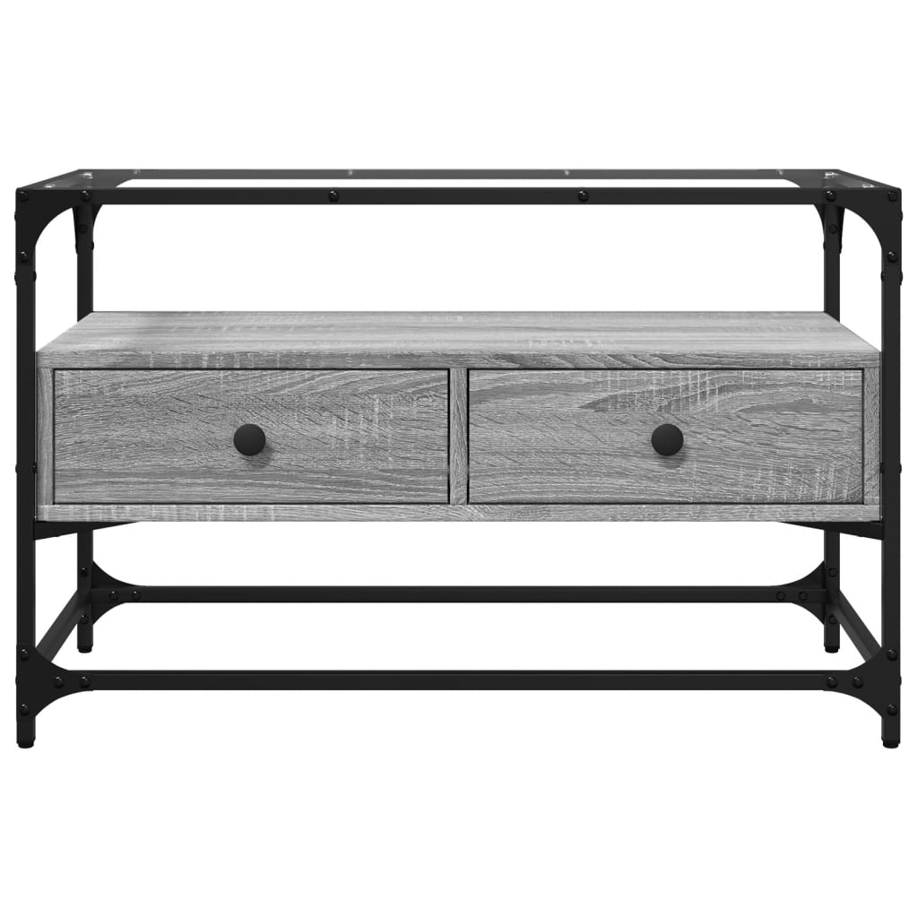 vidaXL Szafka pod TV ze szklanym blatem, szary dąb sonoma, 80x35x51 cm