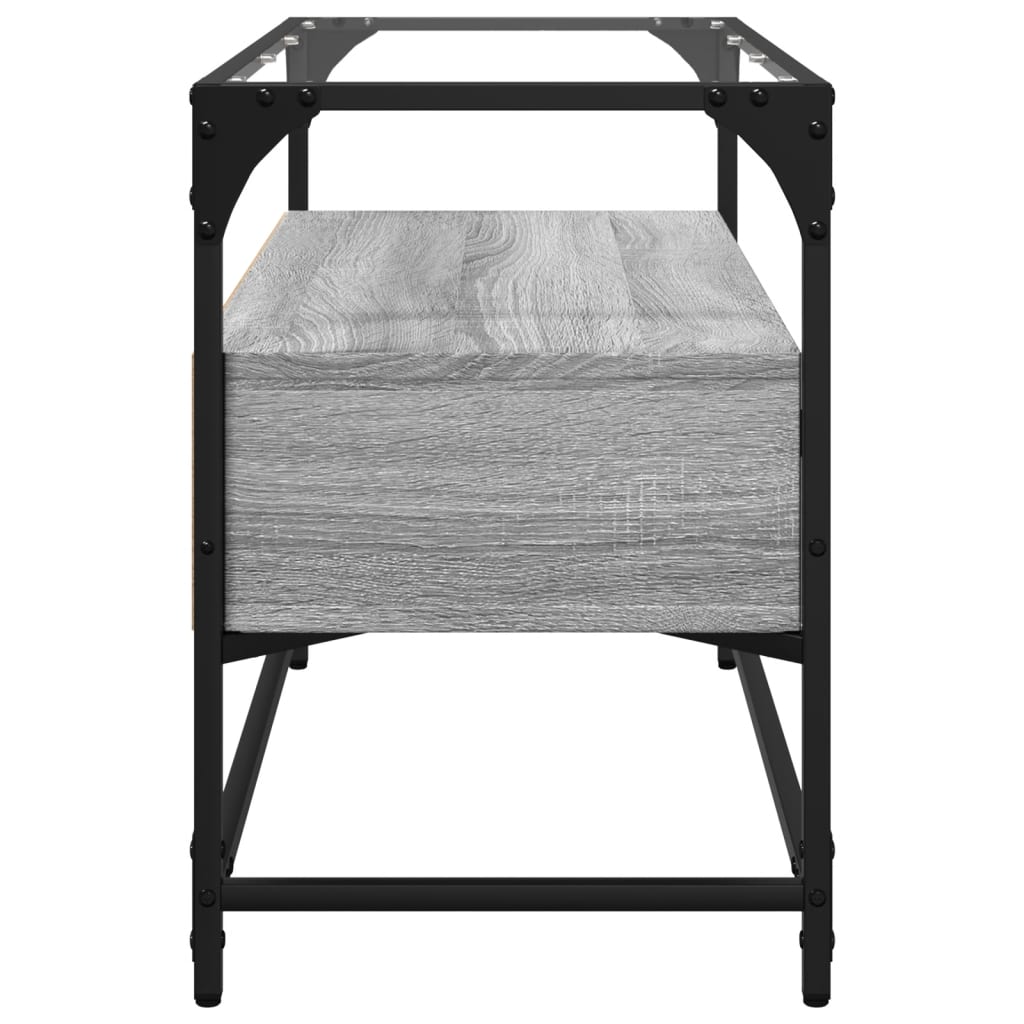 vidaXL Szafka pod TV ze szklanym blatem, szary dąb sonoma, 80x35x51 cm