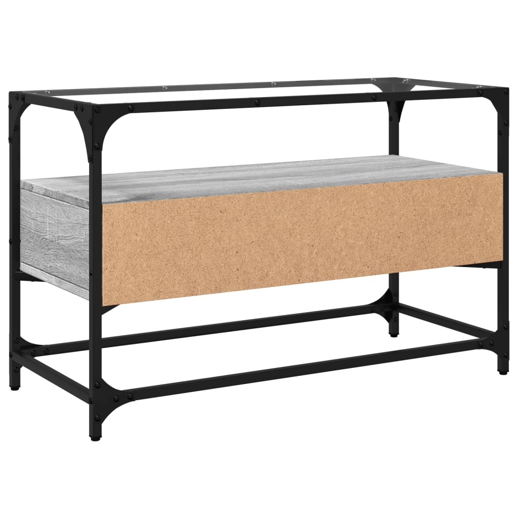 vidaXL Szafka pod TV ze szklanym blatem, szary dąb sonoma, 80x35x51 cm