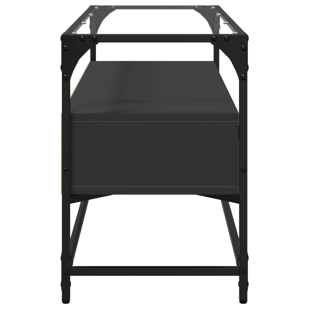 vidaXL Szafka pod TV ze szklanym blatem, czarna, 98x35x51 cm