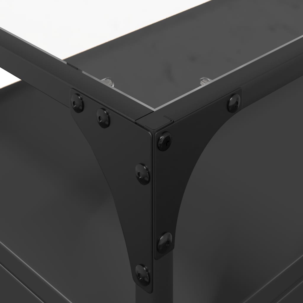 vidaXL Szafka pod TV ze szklanym blatem, czarna, 98x35x51 cm