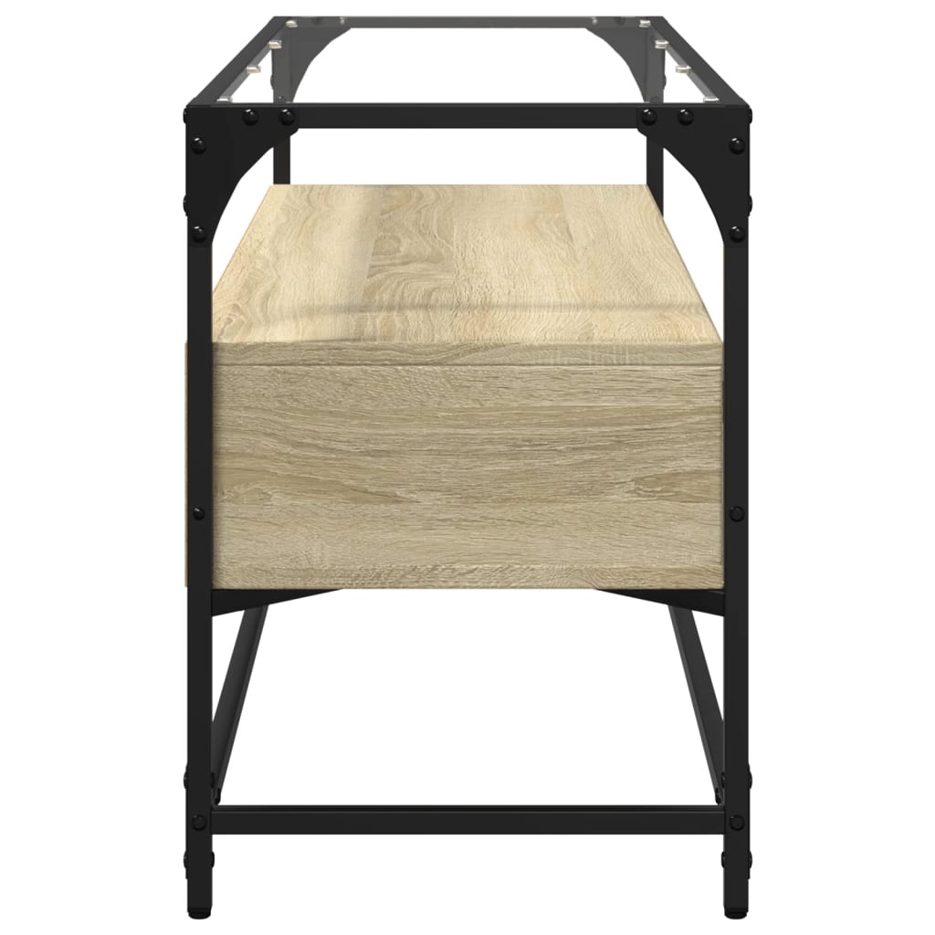 vidaXL Szafka pod TV ze szklanym blatem, dąb sonoma, 98x35x51 cm