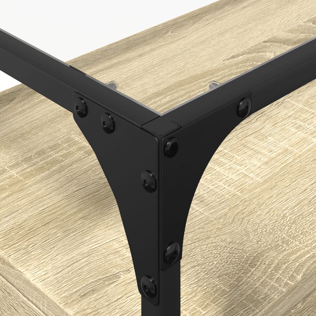 vidaXL Szafka pod TV ze szklanym blatem, dąb sonoma, 98x35x51 cm