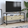 vidaXL Szafka pod TV ze szklanym blatem, dąb sonoma, 98x35x51 cm