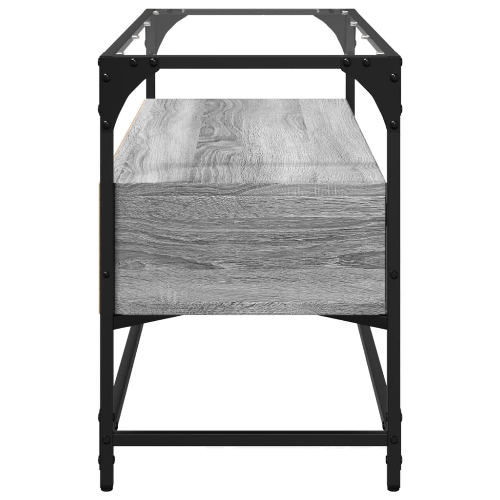 vidaXL Szafka pod TV ze szklanym blatem, szary dąb sonoma, 98x35x51 cm