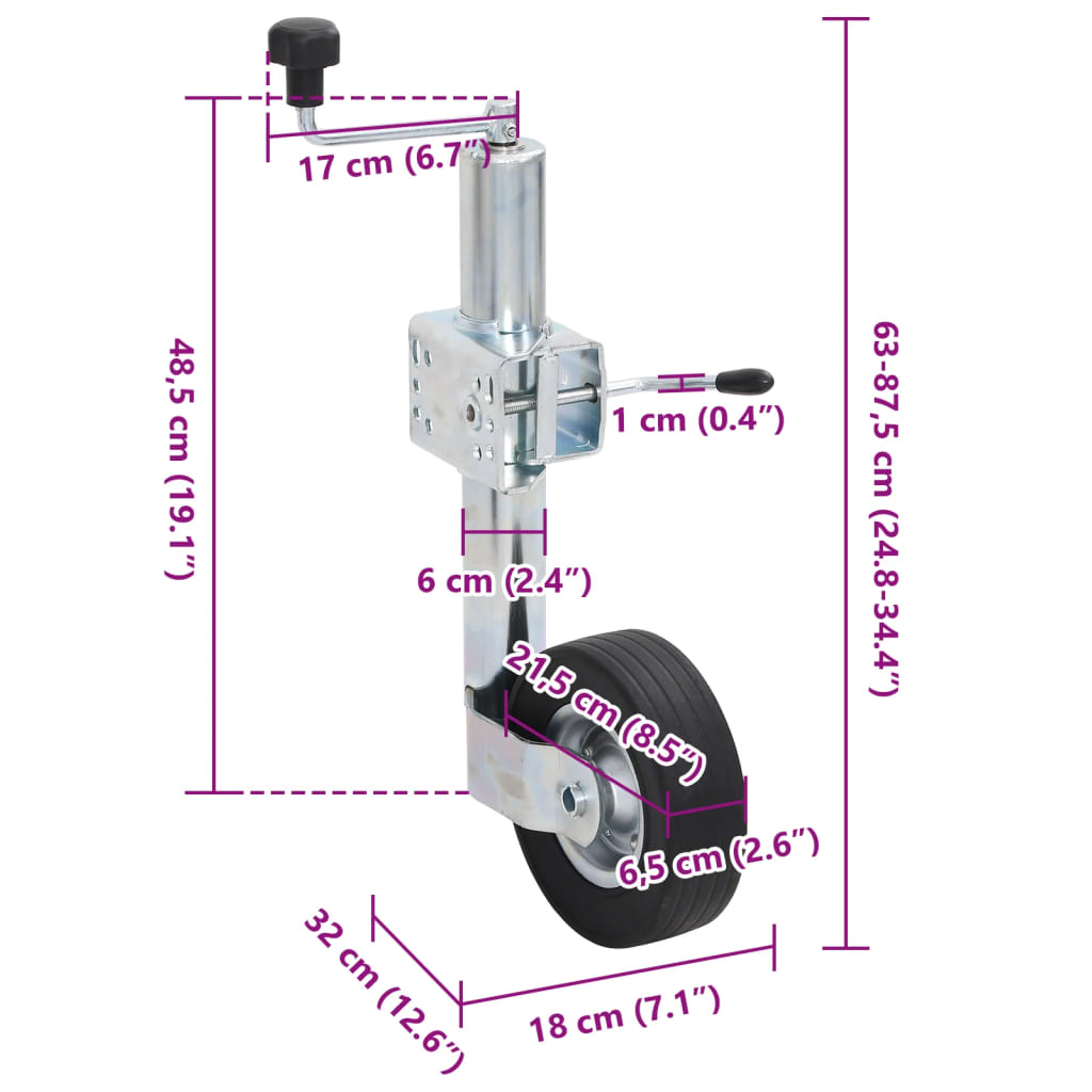 vidaXL Koło kopiujące z zaciskiem, 60 mm, galwanizowana stal