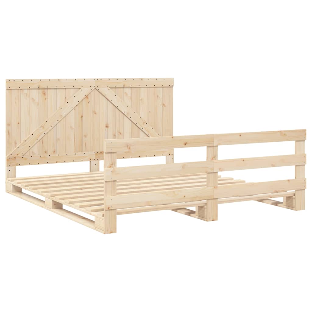 vidaXL Rama łóżka z wezgłowiem, 200x200 cm, lite drewno sosnowe