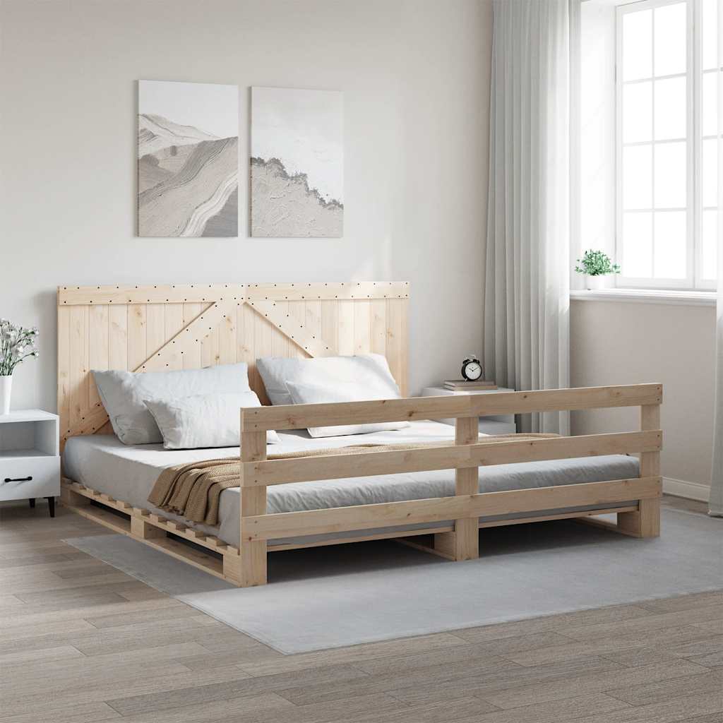 vidaXL Rama łóżka z wezgłowiem, 200x200 cm, lite drewno sosnowe