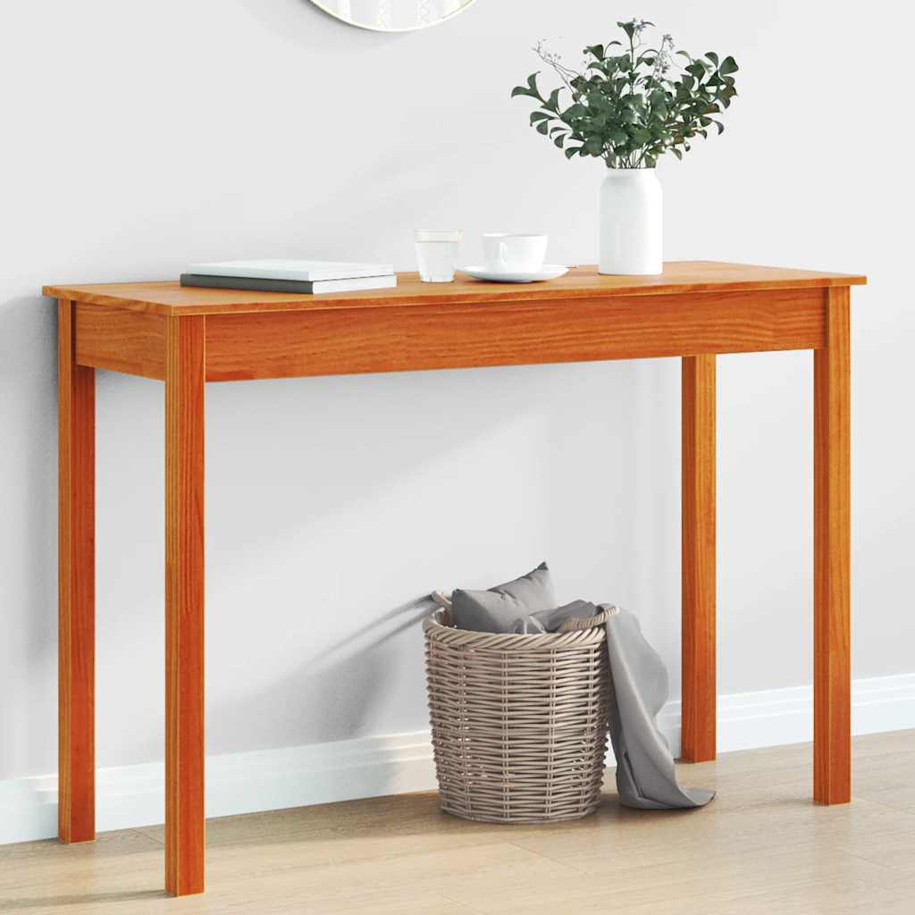 vidaXL Stolik konsolowy, woskowy brąz, 110x40x75 cm, drewno sosnowe