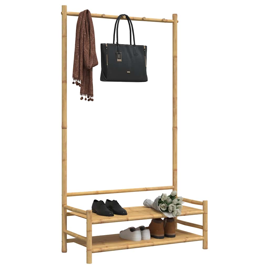vidaXL Wieszak na ubrania, z półkami, 103x40x183 cm, bambusowy