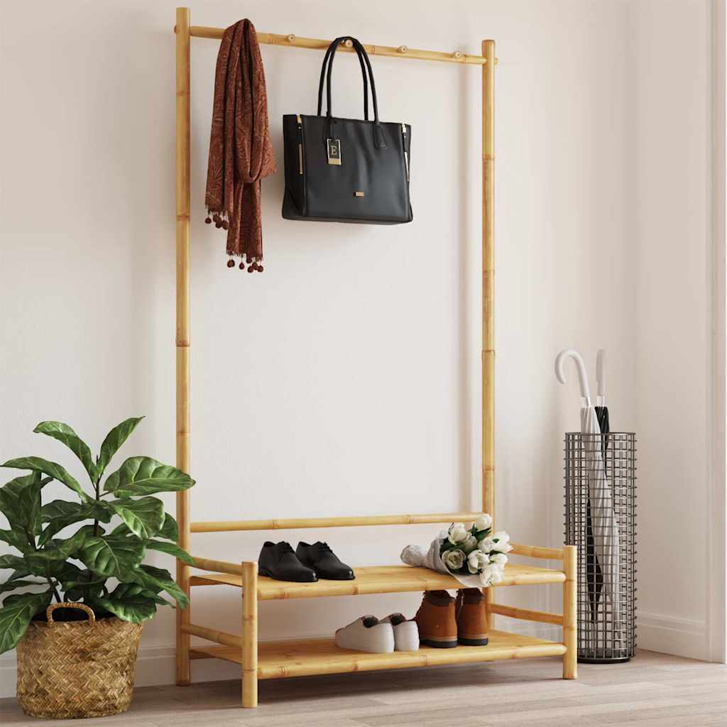 vidaXL Wieszak na ubrania, z półkami, 103x40x183 cm, bambusowy