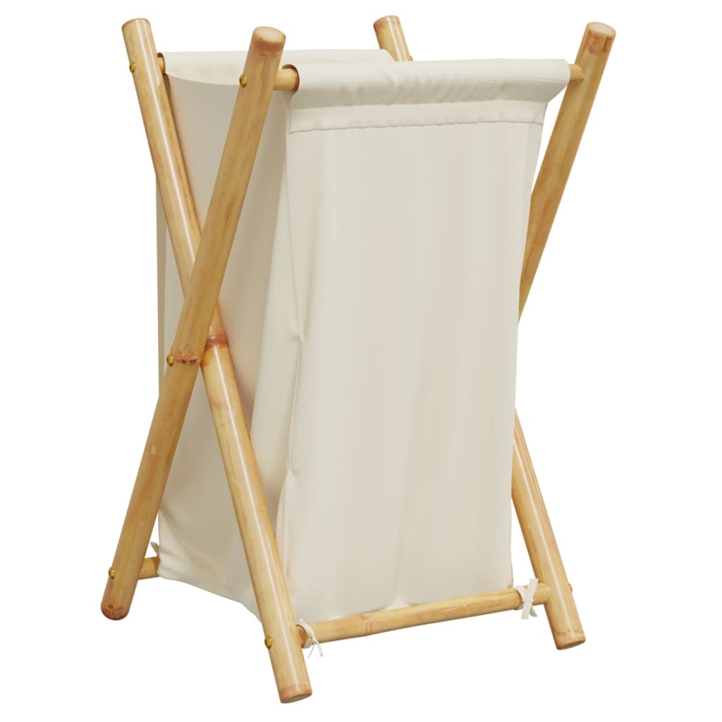 vidaXL Kosz na pranie, kremowy, 41,5x36x63,5 cm, bambusowy