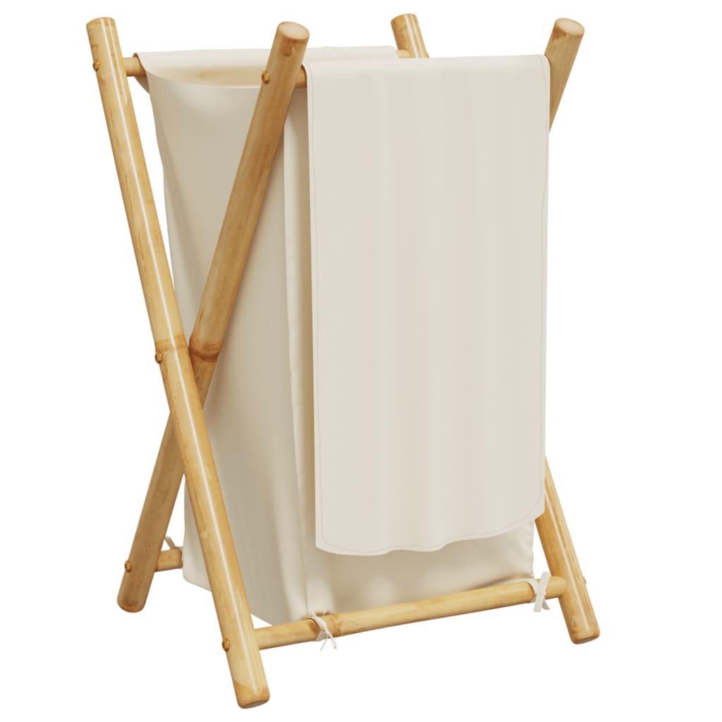 vidaXL Kosz na pranie, kremowy, 41,5x36x63,5 cm, bambusowy