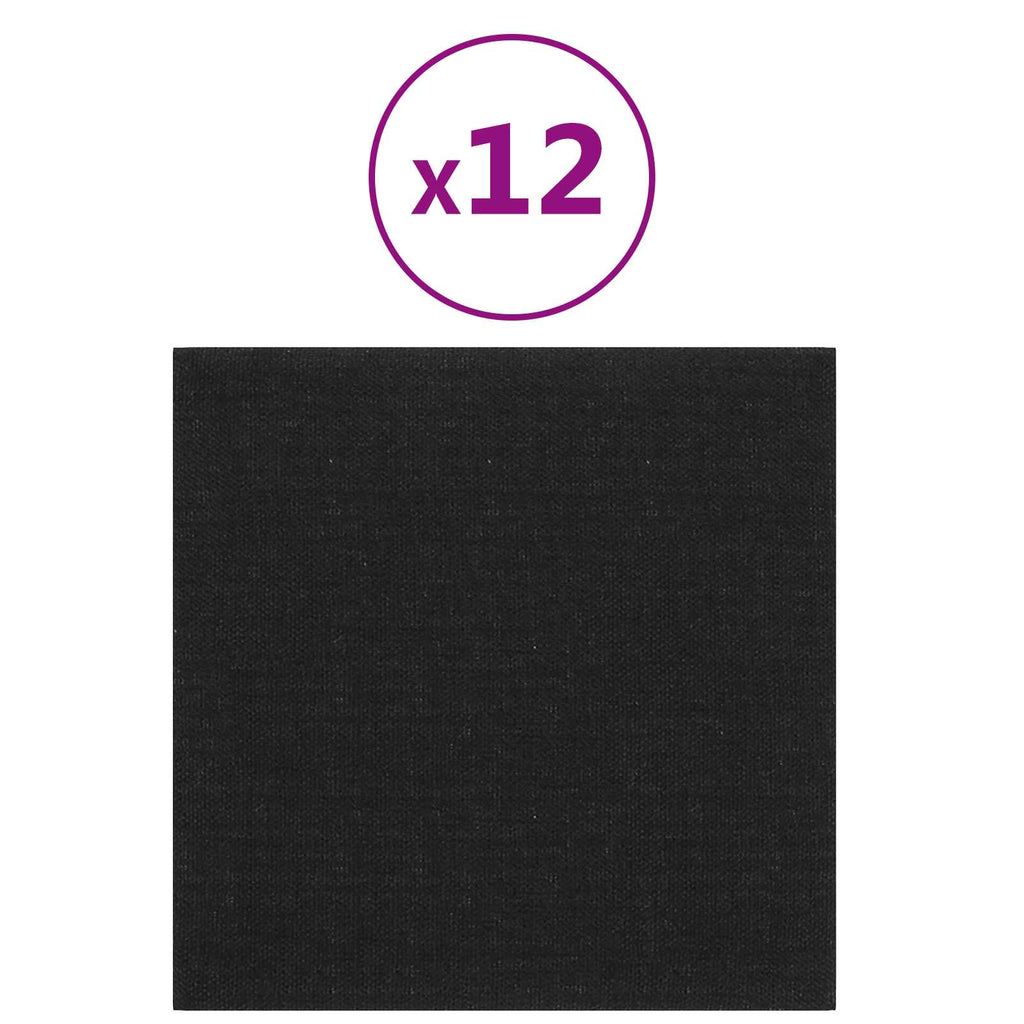 vidaXL Wejściowy zagłówek 12 pcs Czarny 30 x 30 cm tkanina