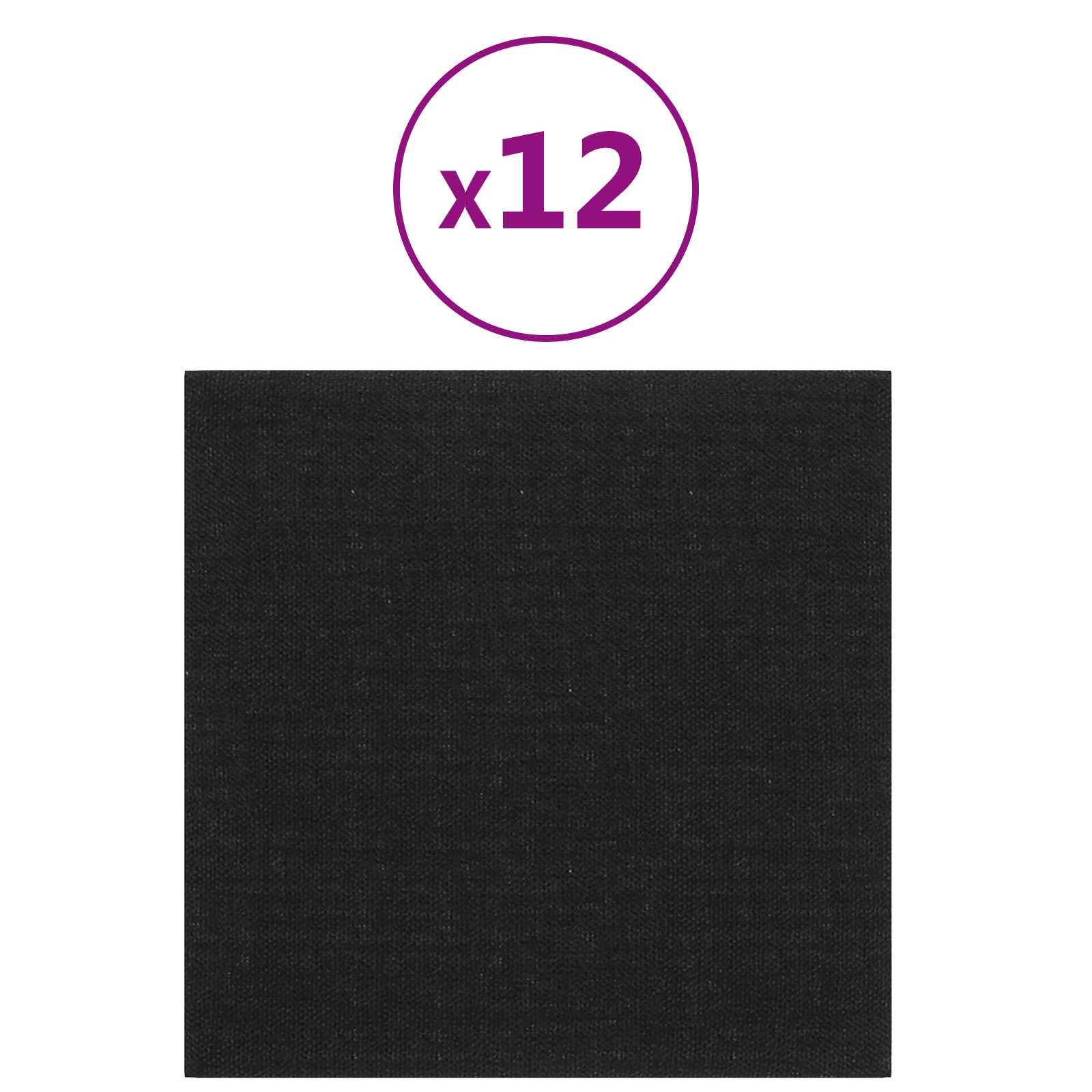 vidaXL Wejściowy zagłówek 12 pcs Czarny 30 x 30 cm tkanina