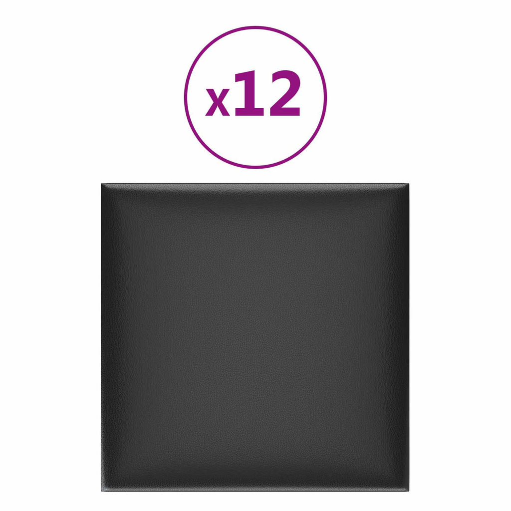 vidaXL Wejściowy zagłówek 12 pcs Czarny 30 x 30 cm tkanina