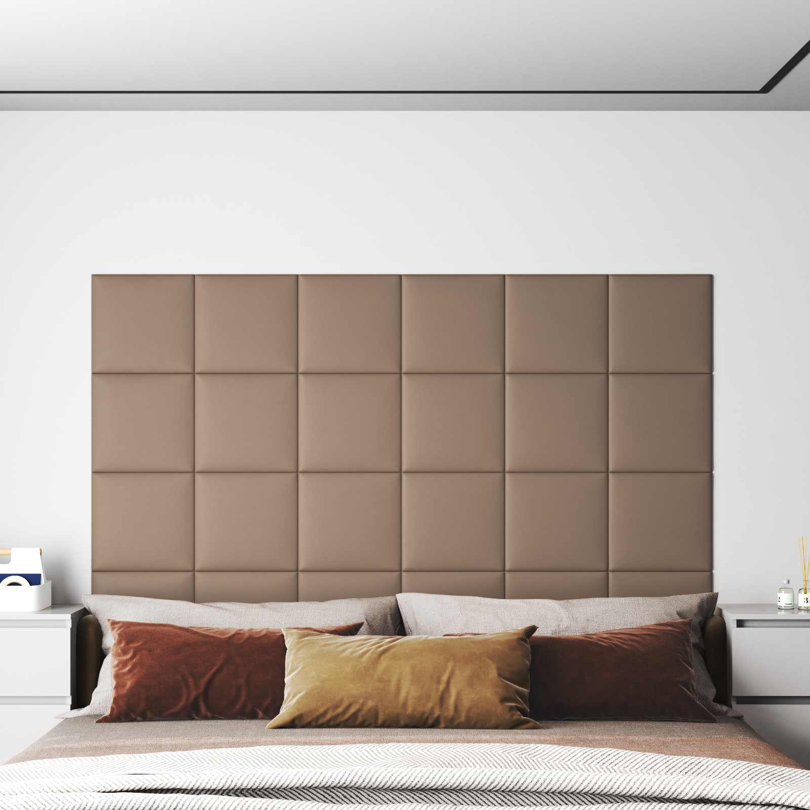 vidaXL Wejściowy zagłówek 12 pcs Cappuccino 30 x 30 cm tkanina