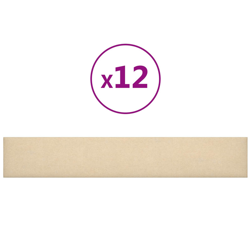 vidaXL Wejściowy zagłówek 12 pcs Kremowy 90 x 15 cm tkanina