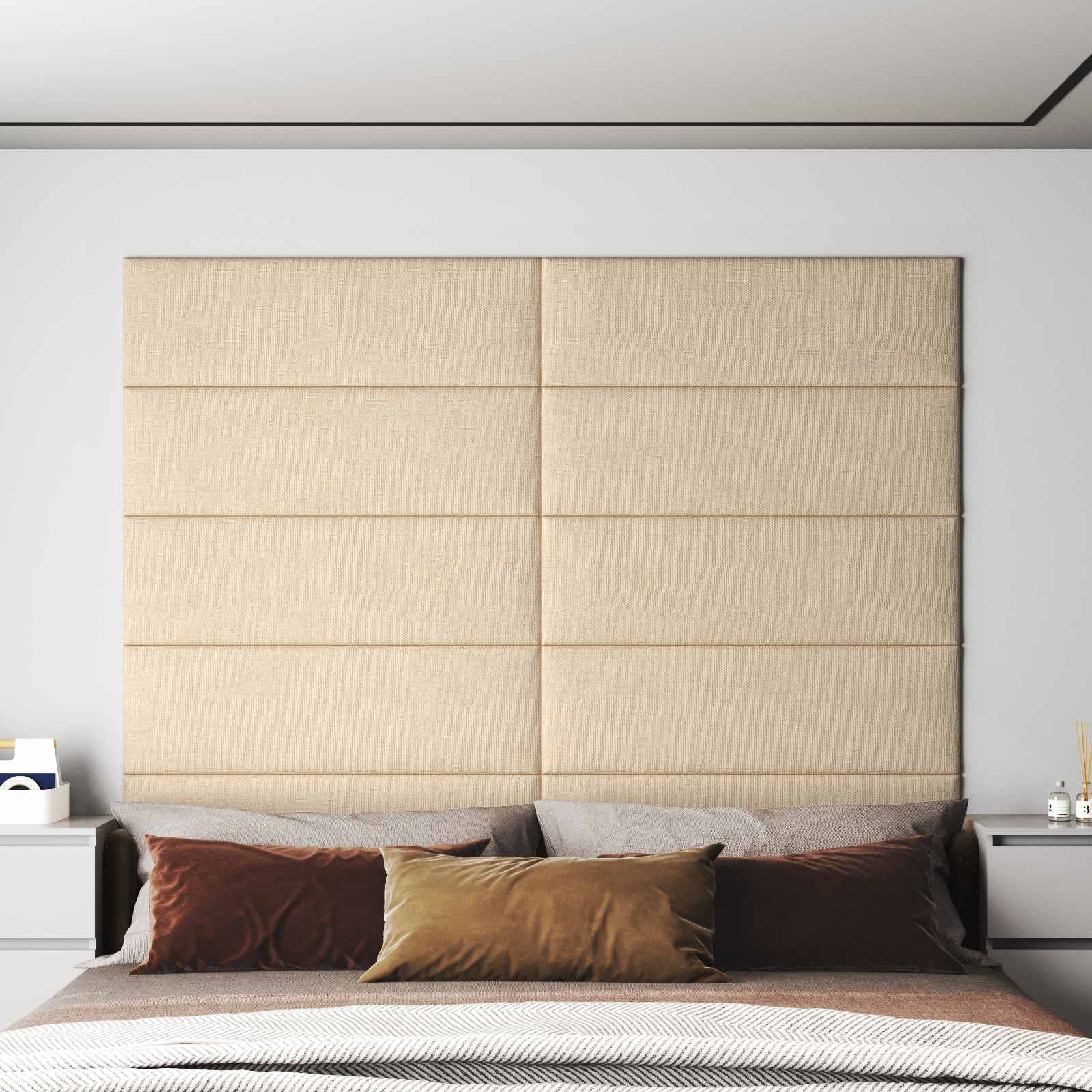 vidaXL Wejściowy zagłówek 12 szt. 90 x 30 cm Kremowy tkanina