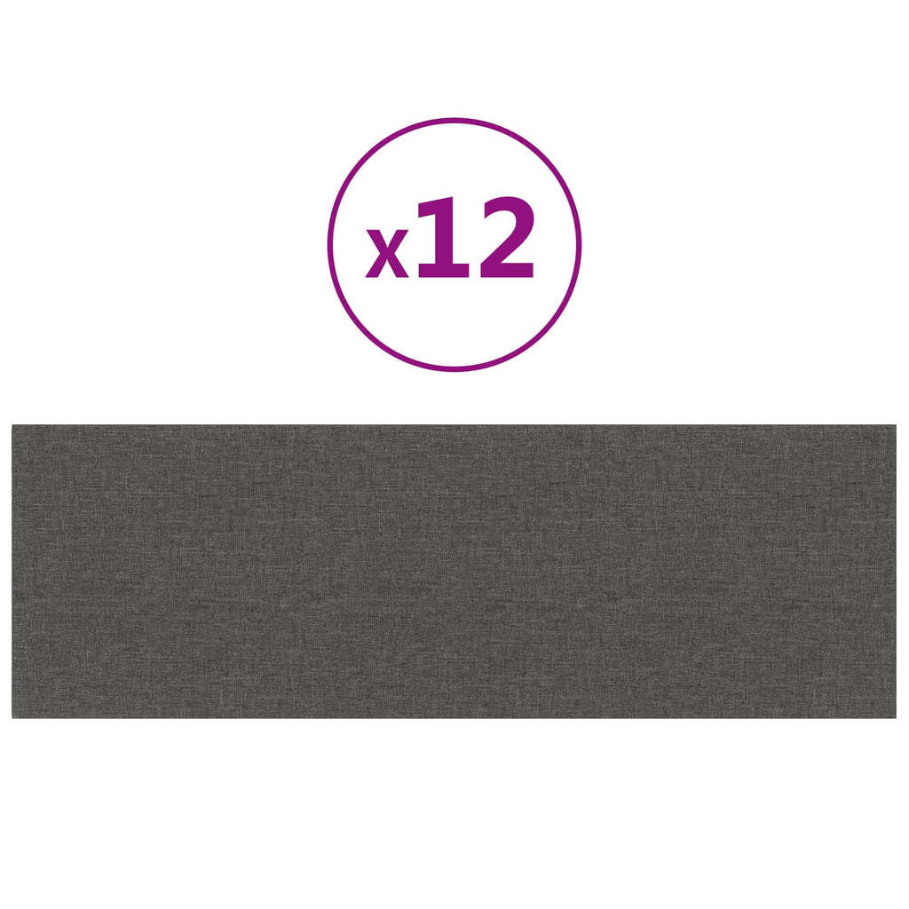 vidaXL Wejściowy zagłówek 12 pcs Ciemnoszary 90 x 30 cm tkanina
