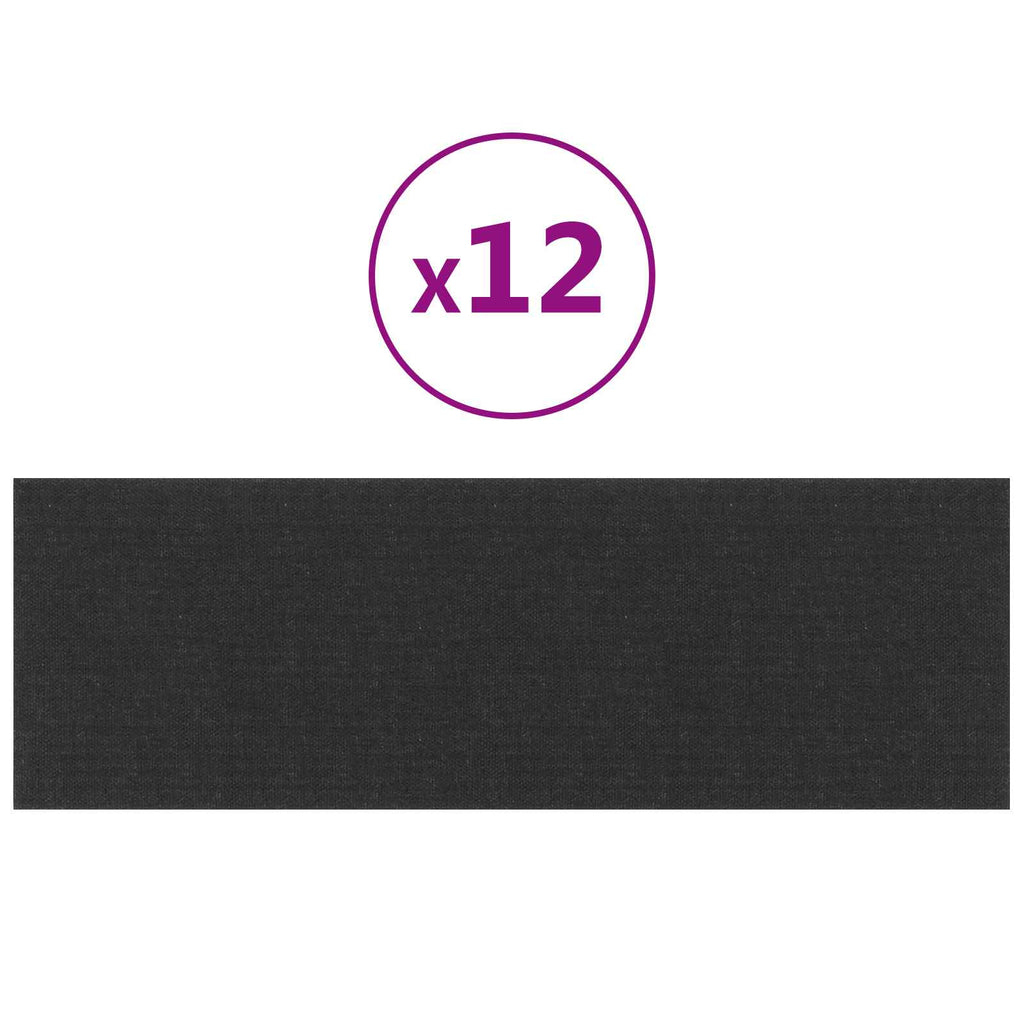 vidaXL Wejściowy zagłówek 12 pcs Czarny 90 x 30 cm tkanina