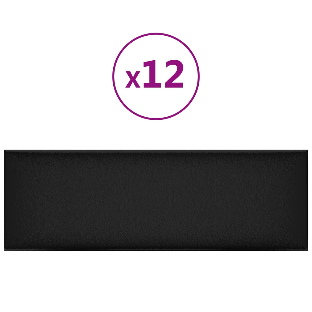 vidaXL Wejściowy zagłówek 12 pcs Czarny 90 x 30 cm tkanina