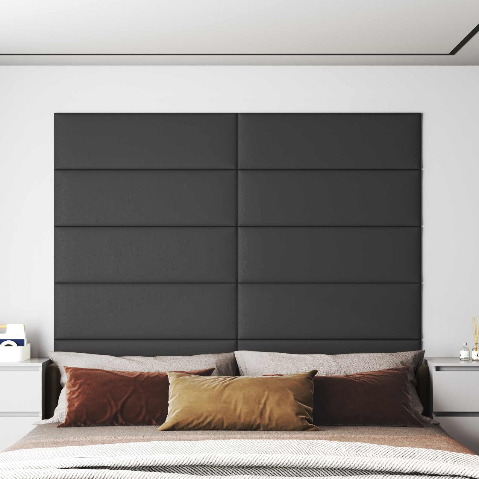 vidaXL Wejściowy zagłówek 12 pcs Szary 90 x 30 cm tkanina