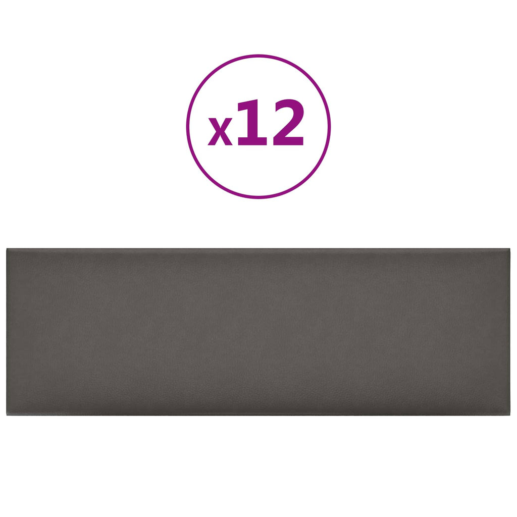 vidaXL Wejściowy zagłówek 12 pcs Szary 90 x 30 cm tkanina